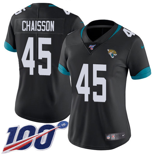 Nike Jacksonville Jaguars #45 K Lavon Chaisson Black Team Color Women Stitched NFL 100th Season Vapor Untouchable Limited Jersey->women nfl jersey->Women Jersey